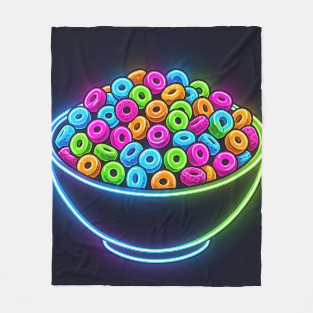 Manta Polar Tazón de cereal con brillo de neón (Anverso)