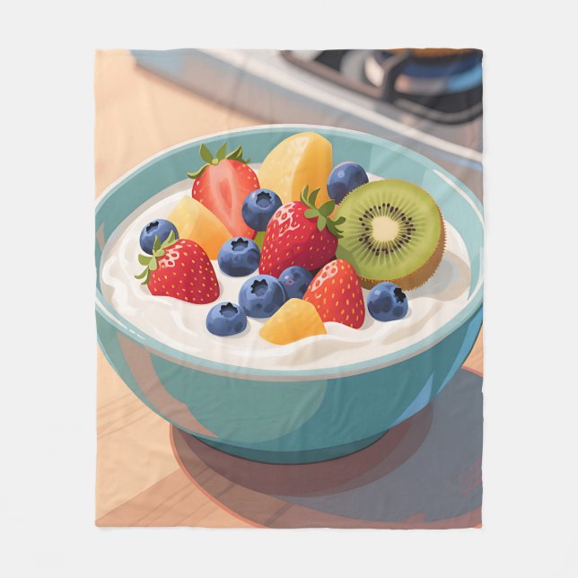 Manta Polar Tazón de Yogur de Fruta Fresca (Anverso)