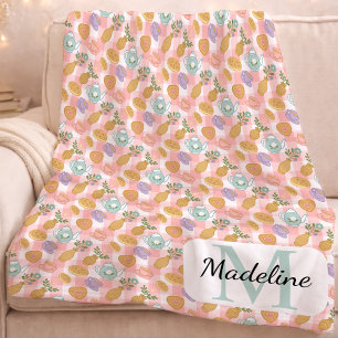 Manta Polar Té Alto Personalizado con Monograma Nombre Rosa Pa