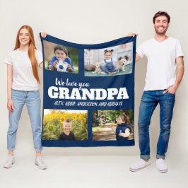 Manta Polar Te Amamos Abuelo Navy Azul 4 Foto Niño Familia