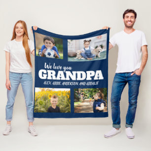 Manta Polar Te Amamos Abuelo Navy Azul 4 Foto Niño Familia