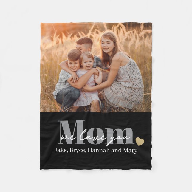 Manta Polar Te Amamos Mamá Regalo de Foto (Anverso)