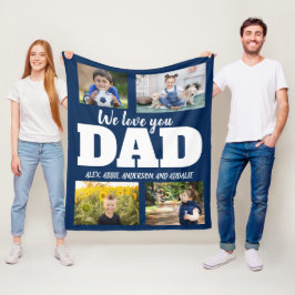 Manta Polar Te Amamos Papá Azul Marino 4 Foto Familia Niño