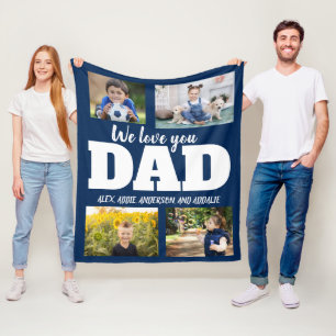 Manta Polar Te Amamos Papá Azul Marino 4 Foto Familia Niño