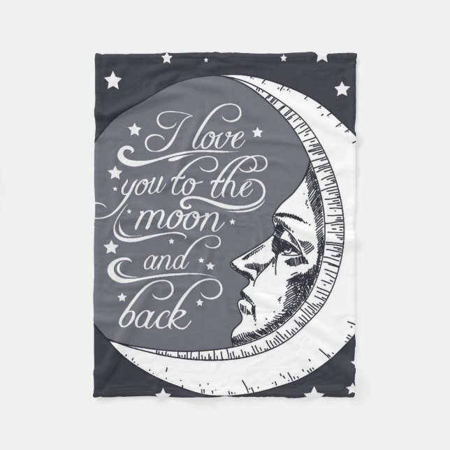 Manta Polar Te amo a la luna y a la parte posterior (Anverso)