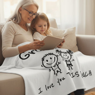 Manta Polar Te Amo Abuela Arte de Niños Regalo Personalizado