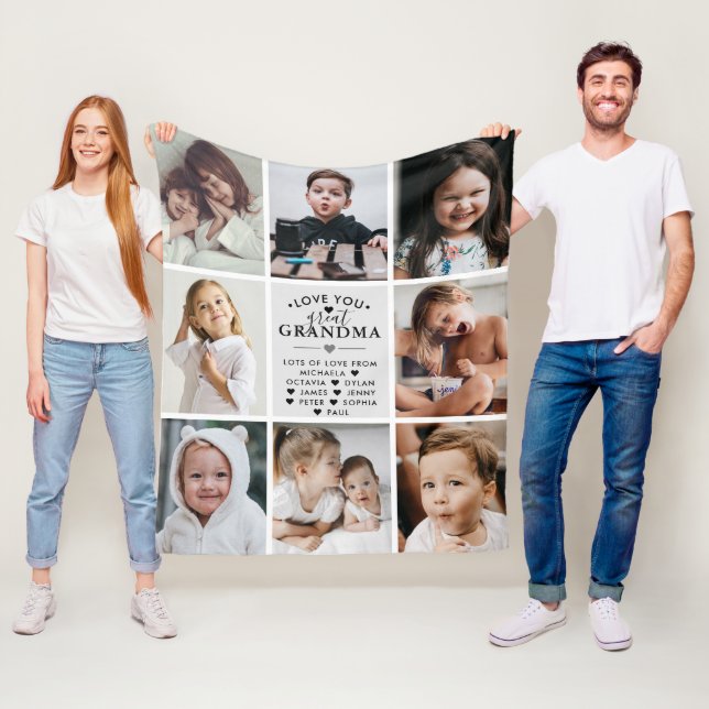 Manta Polar Te amo abuela grande/nana/abuela/otros 8 fotos (In situ)