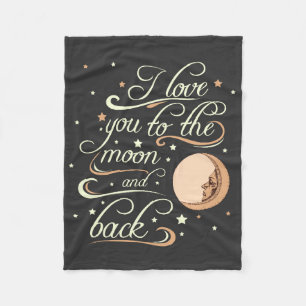 Manta Polar Te amo al negro de la luna y de la parte posterior
