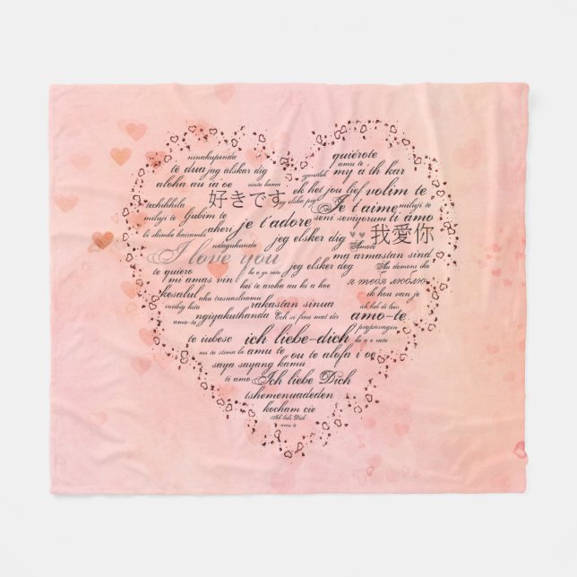 Manta Polar Te amo en diferentes idiomas (Frente (Horizontal))