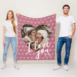 Manta Polar Te Amo Foto de Corazón e Iniciales