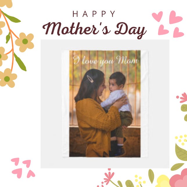 Manta Polar Te amo, mamá, feliz Personalizado. (Subido por el creador)