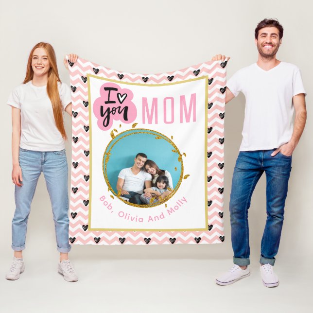 Manta Polar TE AMO, MAMÁ, Mami, foto personalizada y moderna (In situ)