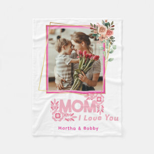 Manta Polar TE AMO MAMÁ Mummy Foto Personalizada Moderna