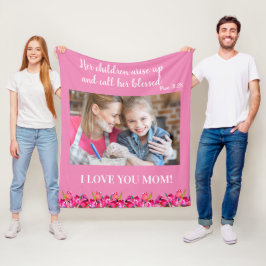 Manta Polar Te amo mamá Versículo de la Biblia cristiana Rosa
