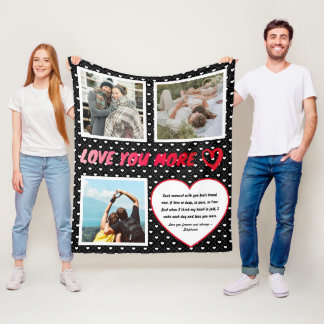 Manta Polar "Te Amo Más" Foto y Corazón de Poema de Amor