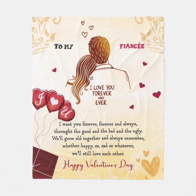 Manta Polar Te amo para siempre| Feliz Día de San Valentín (Anverso)