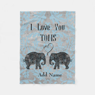 Manta Polar TE AMO TONELADAS/Elefante Arte/Personalizado