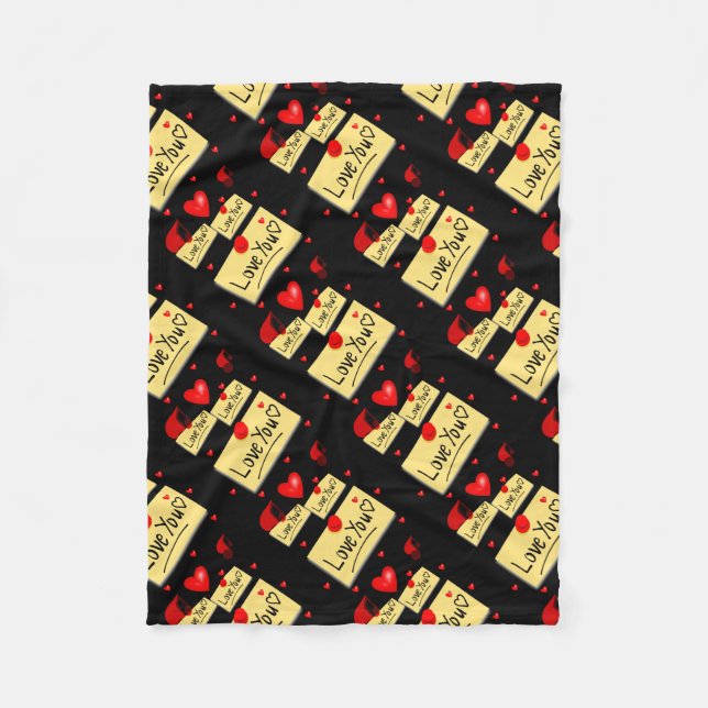 Manta Polar Te amo zazzle negro nuevo (Anverso)