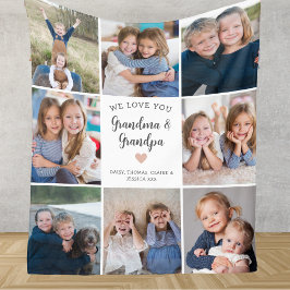 Manta Polar Te queremos abuela Abuelo Collage de fotos moderno