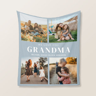Manta Polar Te queremos, abuela personalizada 4 Collages de fo