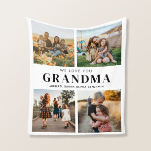 Manta Polar Te queremos, abuela personalizada 4 Collages de fo