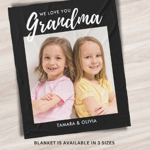 Manta Polar Te queremos abuela Una foto personalizada Negro