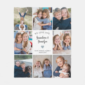 Manta Polar Te queremos abuelos Collage de fotos moderno