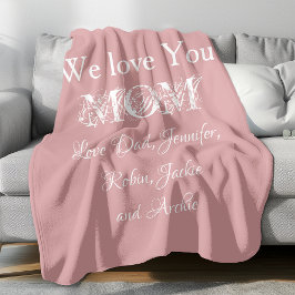 Manta Polar Te queremos mamá Familia Nombres Script Cuadros Ru