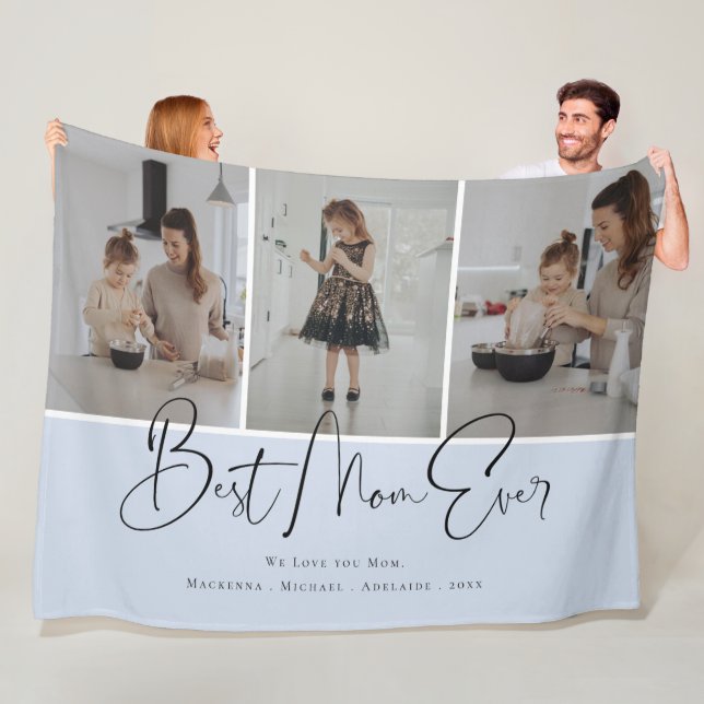 Manta Polar Te queremos mejor mamá Collage de fotos familiar d (In situ)