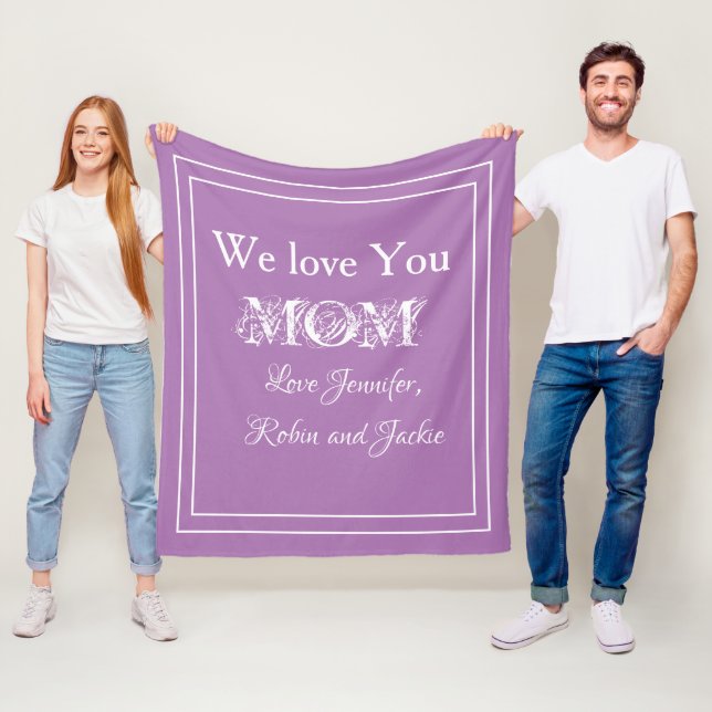 Manta Polar "Te queremos MOM" Nombres personalizados Lavender (In situ)