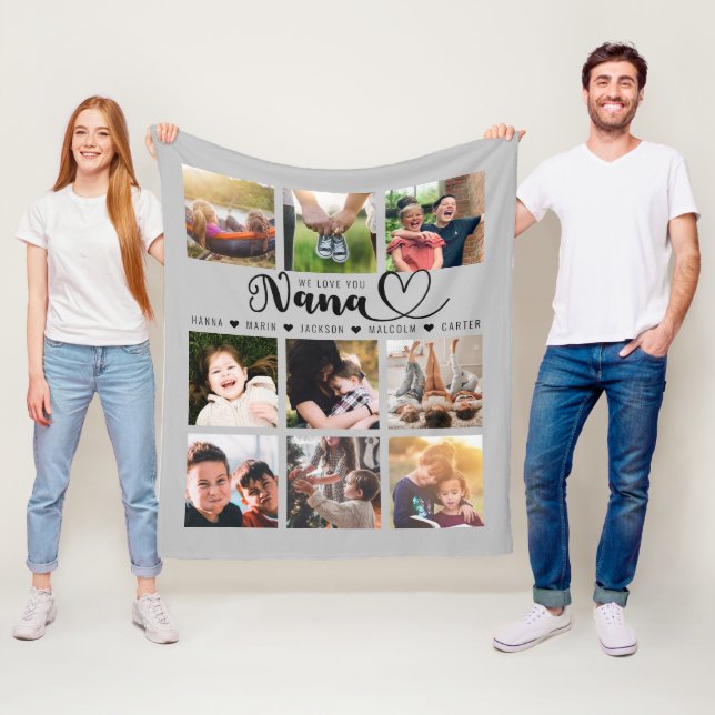 Manta Polar Te Queremos Nana Grandkid nombra Collage de fotos  (In situ)