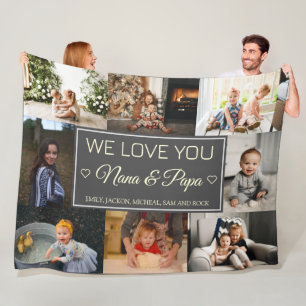 Manta Polar Te queremos Nana y Papa 8 Foto Fleece Blanket