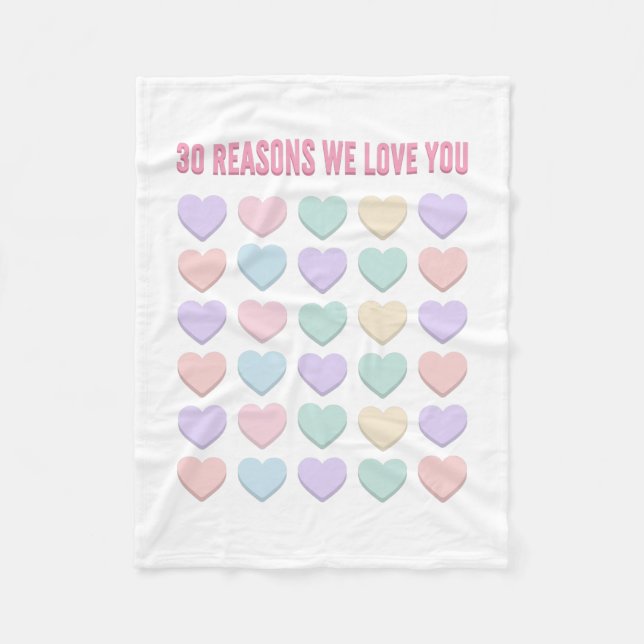 Manta Polar Te quiero - 30 Razones por las que te amamos - 30 (Anverso)