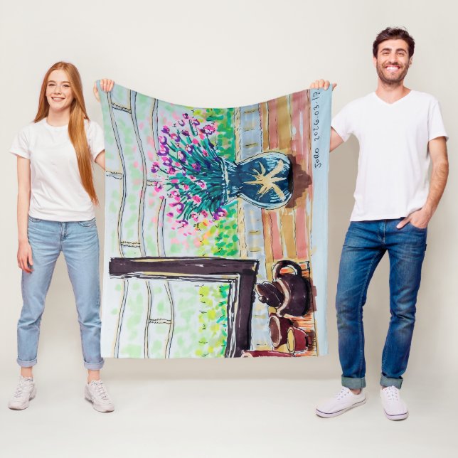 Manta Polar Té y Flores de la Ventana (In situ)