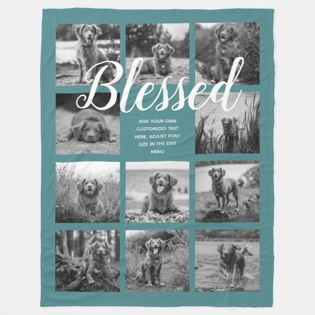 Manta Polar Teal Blessed Photo Collage Blanket (Anverso)