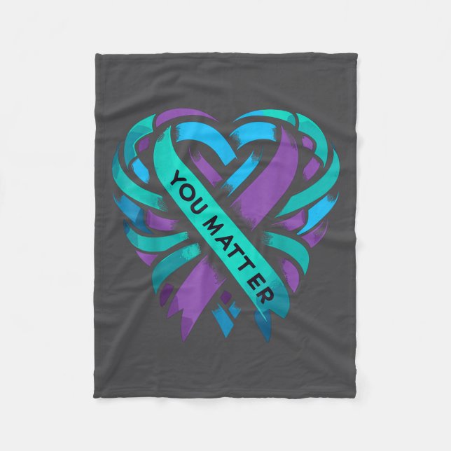 Manta Polar Teal Purple Heart You Suicide Prevention Awareness (Anverso)