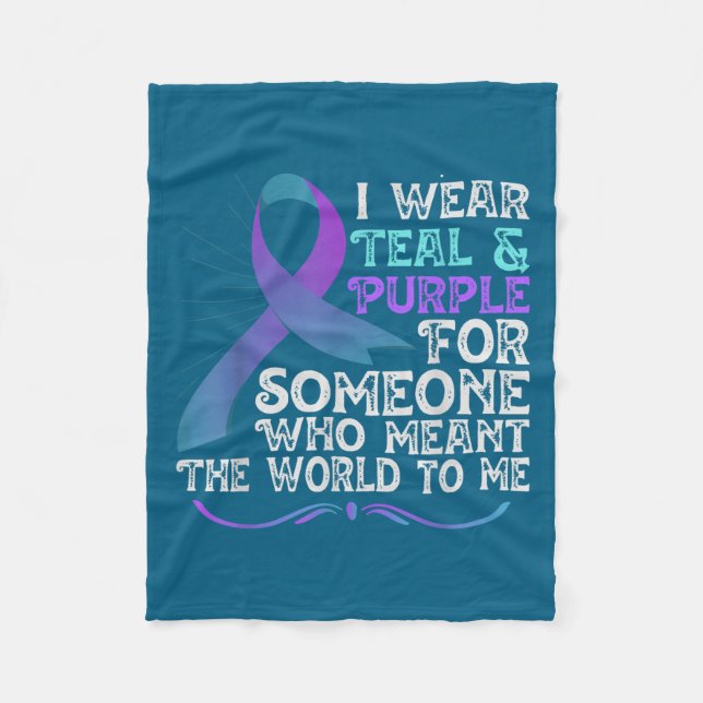 Manta Polar Teal Purple Ribbon For Suicide Prevention Awarenes (Anverso)