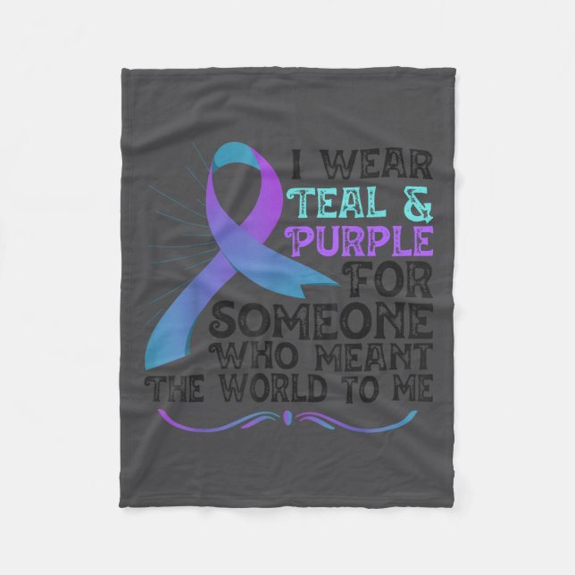 Manta Polar Teal Purple Ribbon For Suicide Prevention Awarenes (Anverso)