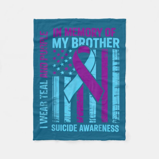 Manta Polar Teal Purple Ribbon Suicide Awareness Flag Brother  (Anverso)