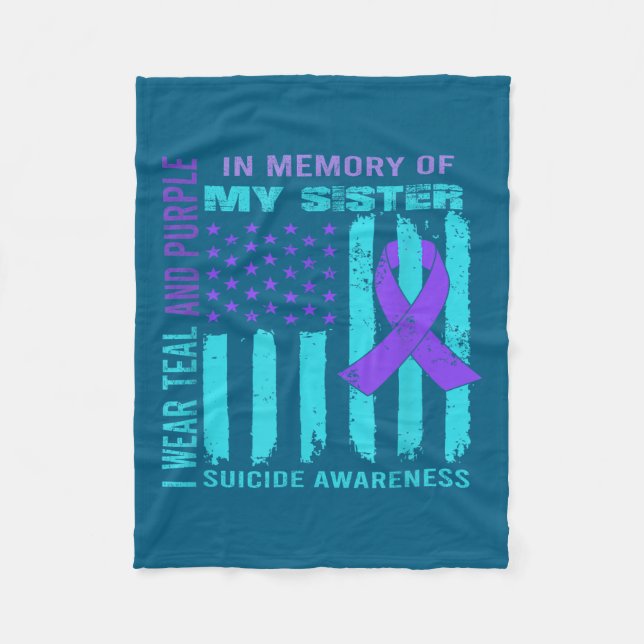 Manta Polar Teal Purple Ribbon Suicide Awareness Flag Sister B (Anverso)