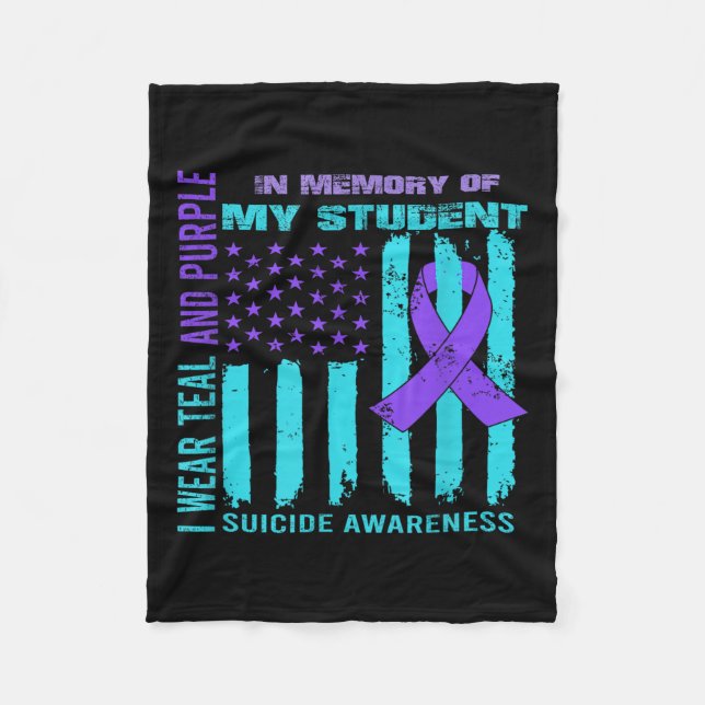 Manta Polar Teal Purple Ribbon Suicide Awareness Flag Student  (Anverso)