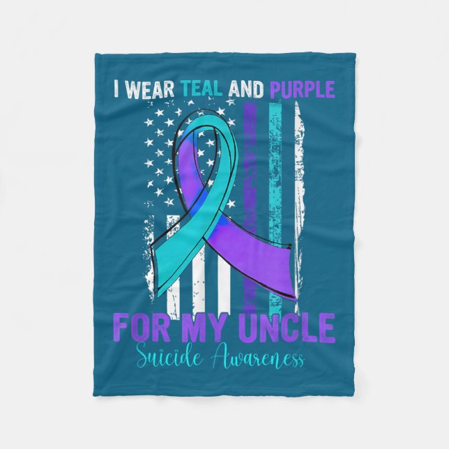 Manta Polar Teal Purple Ribbon Suicide Awareness Flag Uncle  (Anverso)