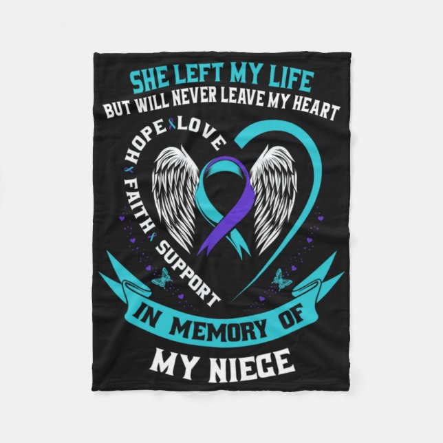 Manta Polar Teal Purple Suicide Awareness Ribbon Niece Memoria (Anverso)