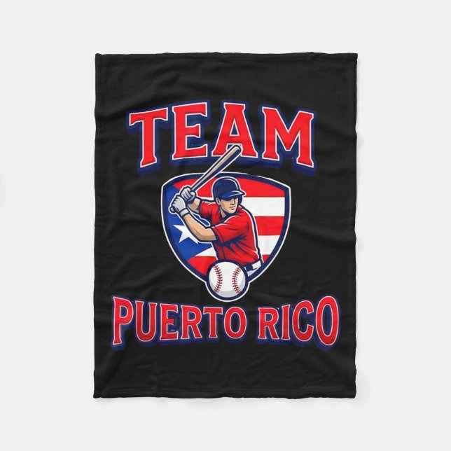 Manta Polar Team Puerto Rico Baseball Flag Patriotic  (Anverso)