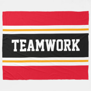 Manta Polar TEAMWORK Atlético brillante rojo negro franjas bla