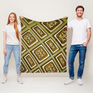Manta Polar Techo geométrico marrón y verde