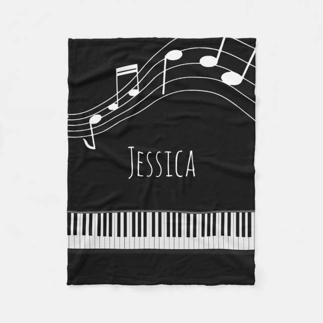Manta Polar Teclado piano y notas musicales (Anverso)