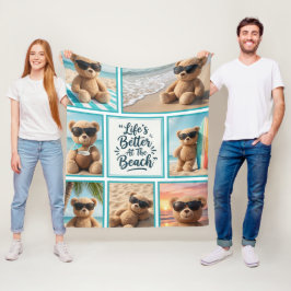 Manta Polar Teddy Bear Beach Blanket, Cute Bear Sunglasses 