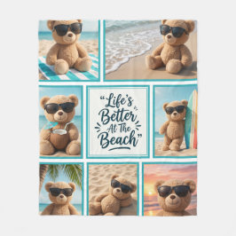 Manta Polar Teddy Bear Beach Blanket, Cute Bear Sunglasses 