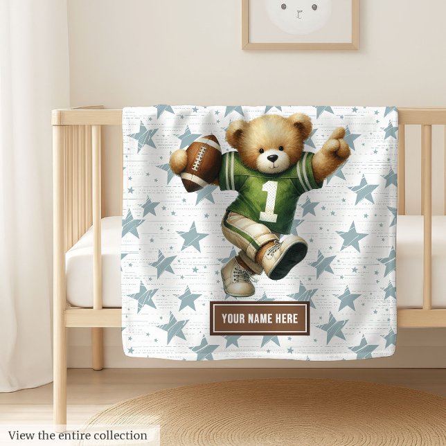 Manta Polar Teddy Bear Blanket Todd ( Warm American Football Teddy Bear Blanket Toddler Present)
